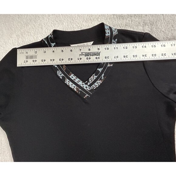 Exclusively Misook Womens Knit Sweater XS V-Neck Pullover Black Blue Brown Trim - Picture 5 of 7